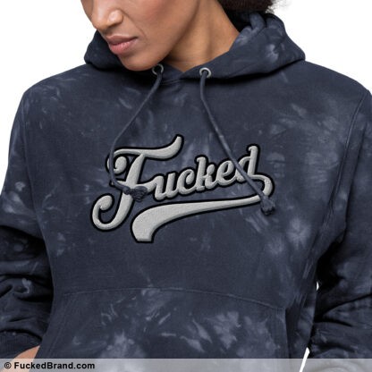 Essential: Fucked Unisex Champion Tie-Dye Hoodie (Embroidered, Large Size on Center Chest)