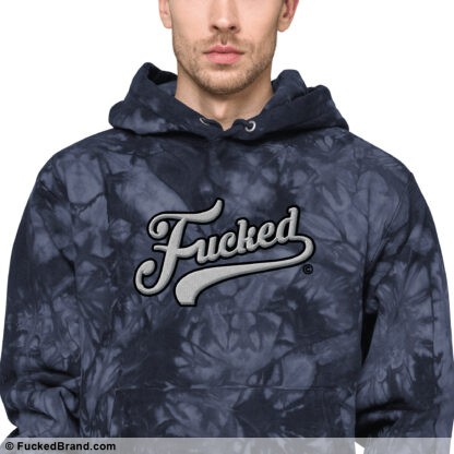 Essential: Fucked Unisex Champion Tie-Dye Hoodie (Embroidered, Large Size on Center Chest)